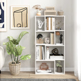 48 Inch 4-Tier Geometric Bookshelf with 8 Cubes for Living Room Bedroom-White