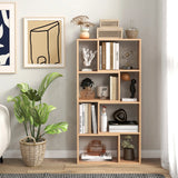 48 Inch 4-Tier Geometric Bookshelf with 8 Cubes for Living Room Bedroom-Natural