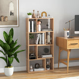 48 Inch 4-Tier Geometric Bookshelf with 8 Cubes for Living Room Bedroom-Natural