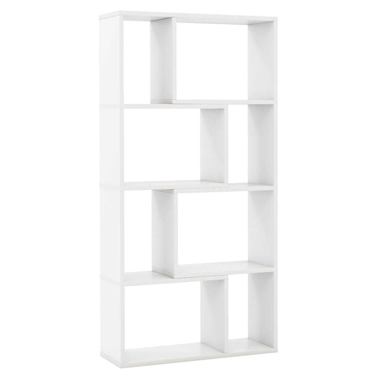 48 Inch 4-Tier Geometric Bookshelf with 8 Cubes for Living Room Bedroom-White