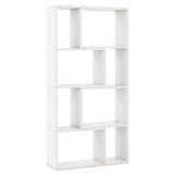 48 Inch 4-Tier Geometric Bookshelf with 8 Cubes for Living Room Bedroom-White