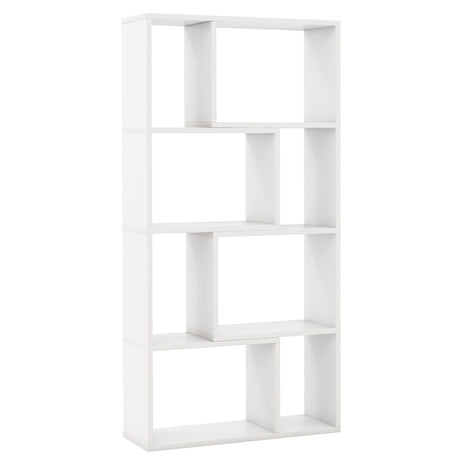 48 Inch 4-Tier Geometric Bookshelf with 8 Cubes for Living Room Bedroom-White