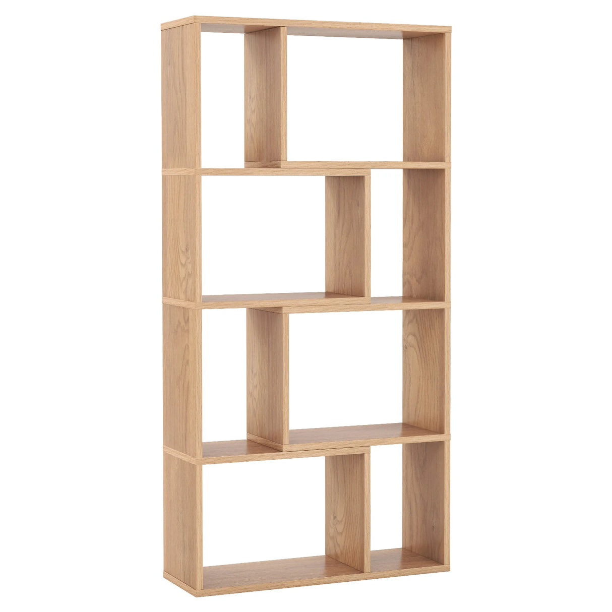 48 Inch 4-Tier Geometric Bookshelf with 8 Cubes for Living Room Bedroom-Natural