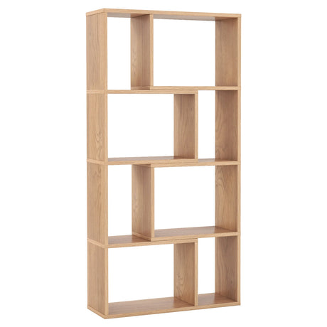 48 Inch 4-Tier Geometric Bookshelf with 8 Cubes for Living Room Bedroom-Natural