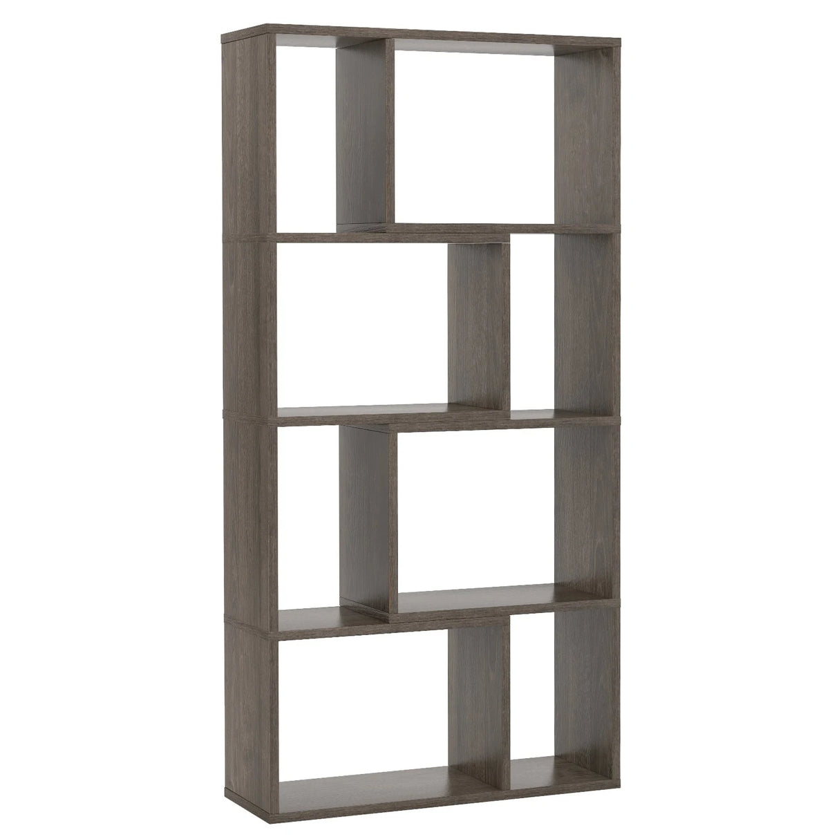 48 Inch 4-Tier Geometric Bookshelf with 8 Cubes for Living Room Bedroom-Gray