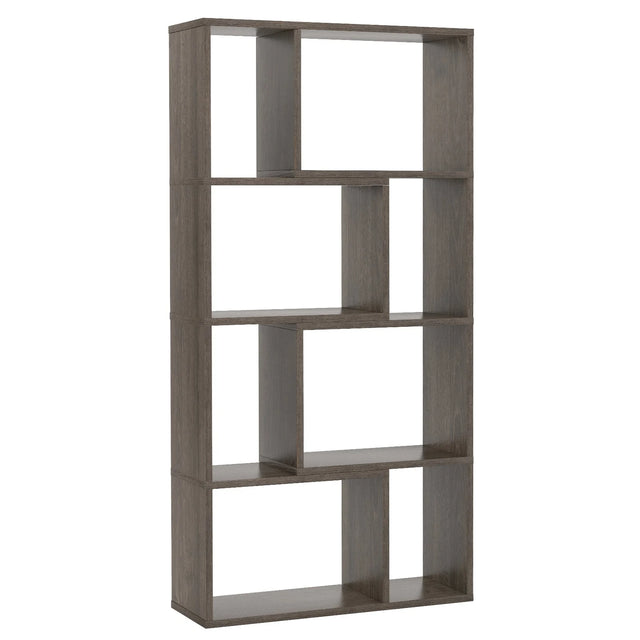 48 Inch 4-Tier Geometric Bookshelf with 8 Cubes for Living Room Bedroom-Gray