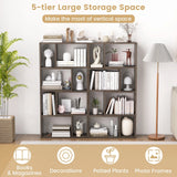 48 Inch 4-Tier Geometric Bookshelf with 8 Cubes for Living Room Bedroom-Gray