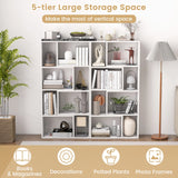 48 Inch 4-Tier Geometric Bookshelf with 8 Cubes for Living Room Bedroom-White