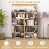 48 Inch 4-Tier Geometric Bookshelf with 8 Cubes for Living Room Bedroom-Natural