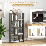 48 Inch 4-Tier Geometric Bookshelf with 8 Cubes for Living Room Bedroom-Gray