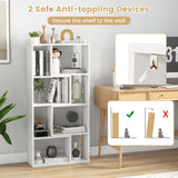 48 Inch 4-Tier Geometric Bookshelf with 8 Cubes for Living Room Bedroom-White