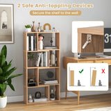 48 Inch 4-Tier Geometric Bookshelf with 8 Cubes for Living Room Bedroom-Natural