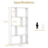 48 Inch 4-Tier Geometric Bookshelf with 8 Cubes for Living Room Bedroom-White