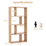 48 Inch 4-Tier Geometric Bookshelf with 8 Cubes for Living Room Bedroom-Natural