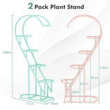 5 Tier Metal Plant Stand with Hanging Hook for Multiple Plants-Pink & Blue