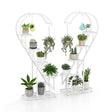 5 Tier Metal Plant Stand with Hanging Hook for Multiple Plants-White