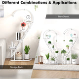 5 Tier Metal Plant Stand with Hanging Hook for Multiple Plants-White