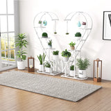 5 Tier Metal Plant Stand with Hanging Hook for Multiple Plants-White