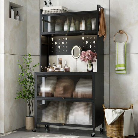 5 Tier Kitchen Bakers Rack Multifunctional Microwave Stand-Black