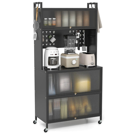 5 Tier Kitchen Bakers Rack Multifunctional Microwave Stand-Black