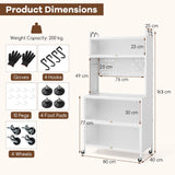 5 Tier Kitchen Bakers Rack with Lights and Flip Door Cabinets-White