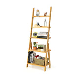 5-Tier Bamboo Ladder Shelf for Home Use-Natural