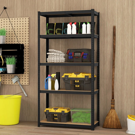 5-Tier Heavy Duty Metal Shelving Unit with 2000 LBS Total Load Capacity-Black