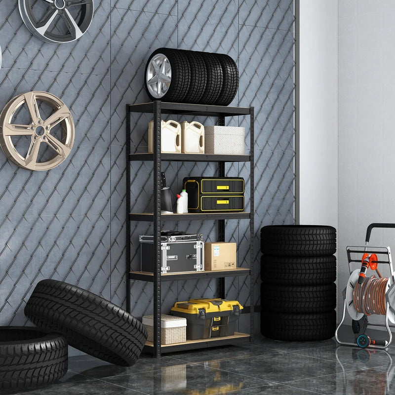 5-Tier Heavy Duty Metal Shelving Unit with 2000 LBS Total Load Capacity-Black