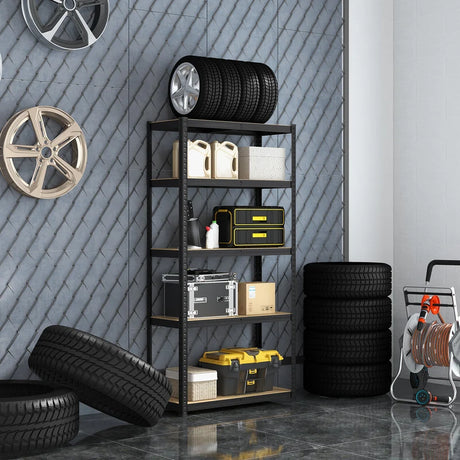 5-Tier Heavy Duty Metal Shelving Unit with 2000 LBS Total Load Capacity-Black