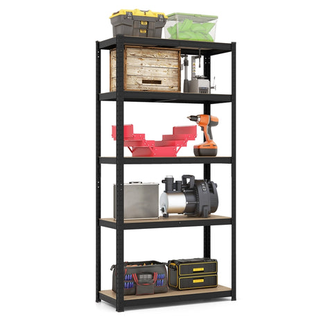 5-Tier Heavy Duty Metal Shelving Unit with 2000 LBS Total Load Capacity-Black