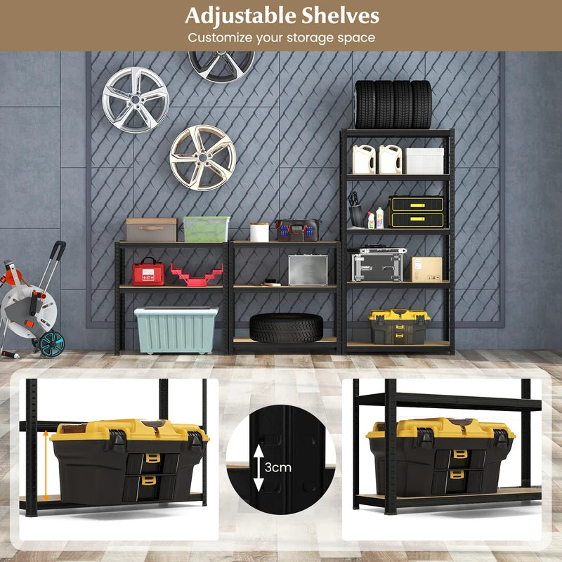 5-Tier Heavy Duty Metal Shelving Unit with 2000 LBS Total Load Capacity-Black
