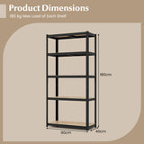 5-Tier Heavy Duty Metal Shelving Unit with 2000 LBS Total Load Capacity-Black