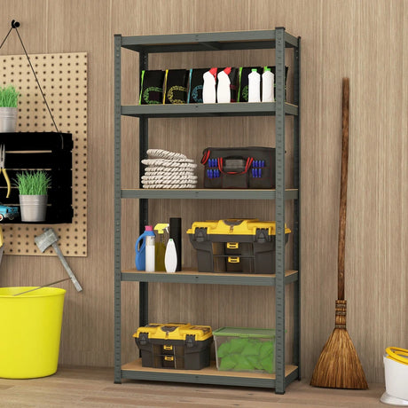 5-Tier Heavy Duty Metal Shelving Unit with 2000 LBS Total Load Capacity-Gray