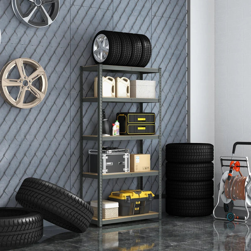 5-Tier Heavy Duty Metal Shelving Unit with 2000 LBS Total Load Capacity-Gray