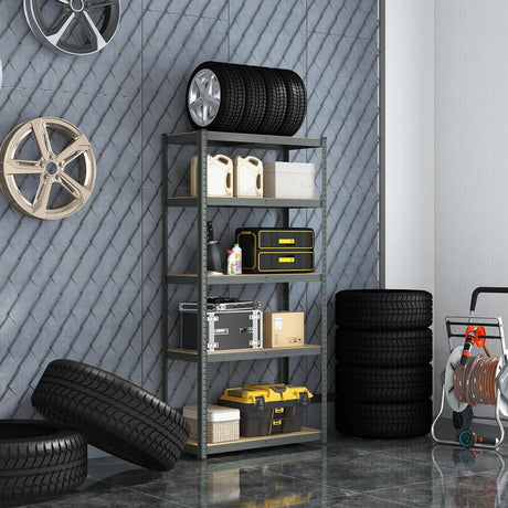 5-Tier Heavy Duty Metal Shelving Unit with 2000 LBS Total Load Capacity-Gray