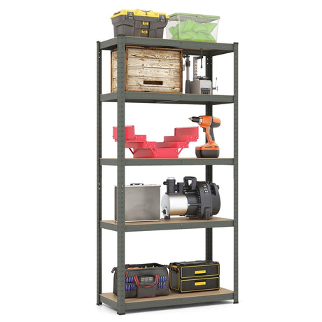 5-Tier Heavy Duty Metal Shelving Unit with 2000 LBS Total Load Capacity-Gray