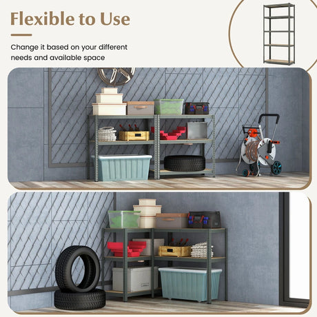 5-Tier Heavy Duty Metal Shelving Unit with 2000 LBS Total Load Capacity-Gray