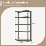 5-Tier Heavy Duty Metal Shelving Unit with 2000 LBS Total Load Capacity-Gray