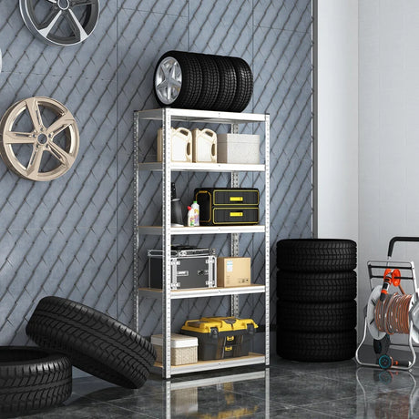 5-Tier Heavy Duty Metal Shelving Unit with 2000 LBS Total Load Capacity-Silver