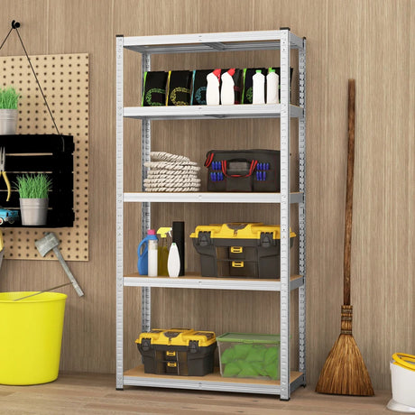 5-Tier Heavy Duty Metal Shelving Unit with 2000 LBS Total Load Capacity-Silver