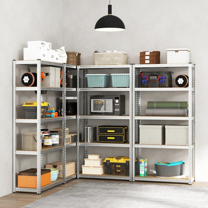 5-Tier Heavy Duty Metal Shelving Unit with 2000 LBS Total Load Capacity-Silver