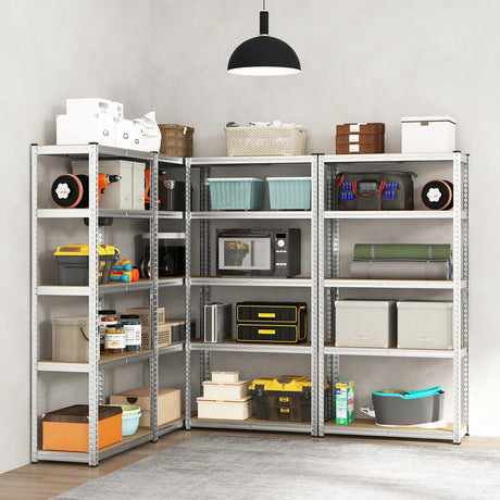 5-Tier Heavy Duty Metal Shelving Unit with 2000 LBS Total Load Capacity-Silver
