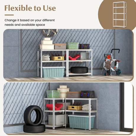 5-Tier Heavy Duty Metal Shelving Unit with 2000 LBS Total Load Capacity-Silver