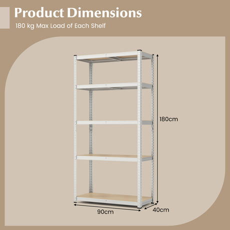 5-Tier Heavy Duty Metal Shelving Unit with 2000 LBS Total Load Capacity-Silver