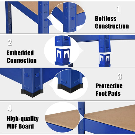 1.8m Warehouse Shelving for Books and Kitchenware-Blue