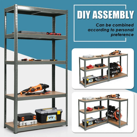 1.8m Warehouse Shelving for Books and Kitchenware-Gray