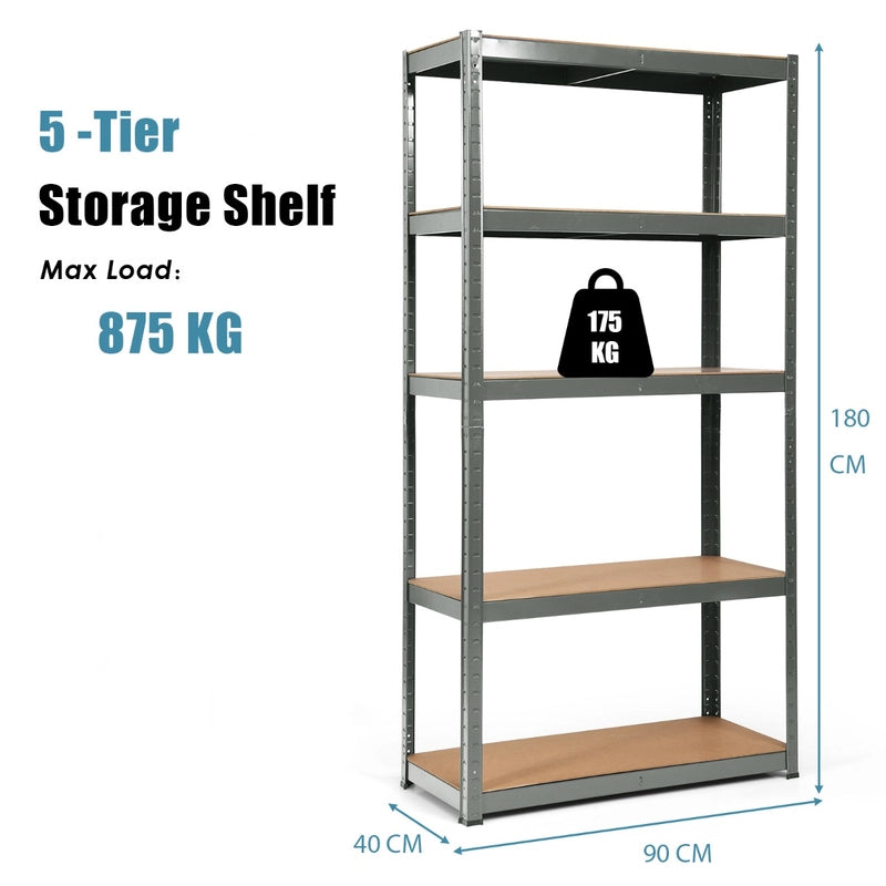 1.8m Warehouse Shelving for Books and Kitchenware-Gray