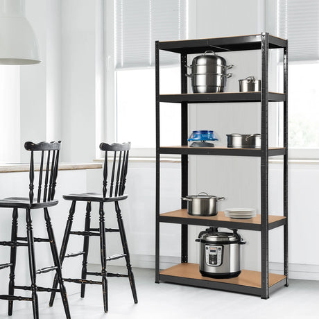1.8m Warehouse Shelving for Books and Kitchenware-Black