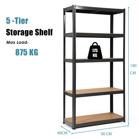 1.8m Warehouse Shelving for Books and Kitchenware-Black