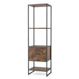 5-Tier Tall Narrow Bookcase Bookshelf with Drawer Shelves-Rustic Brown